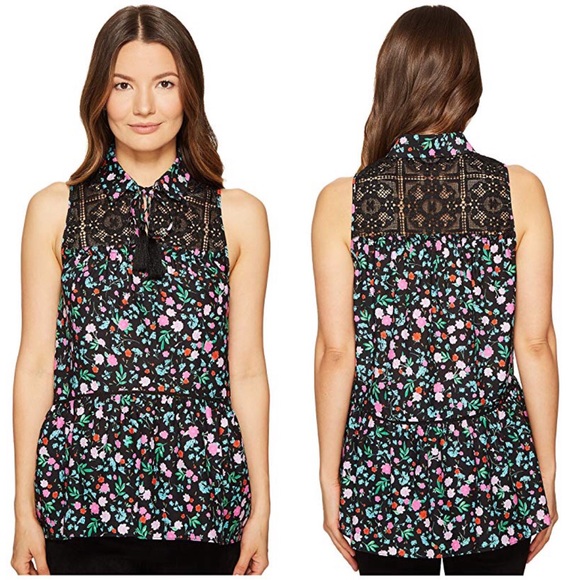 KATE SPADE GREENHOUSE LACE YOKE TOP XS - Picture 1 of 8